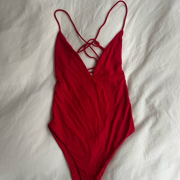 REVOLVE Other - Superdown RED ONE-PIECE SWIMSUIT WITH V NECK & OPEN BACK